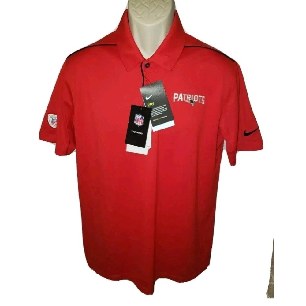 Nike Dri-Fit New England Patriots Men's Red‎ Polo Shirt Training On-Field Size S